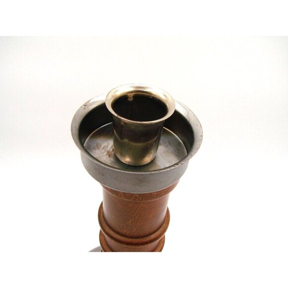 Wooden Metal Candleholder Vintage MCM Rustic Heavy 9.5" Replacement Centerpiece - Picture 3 of 12